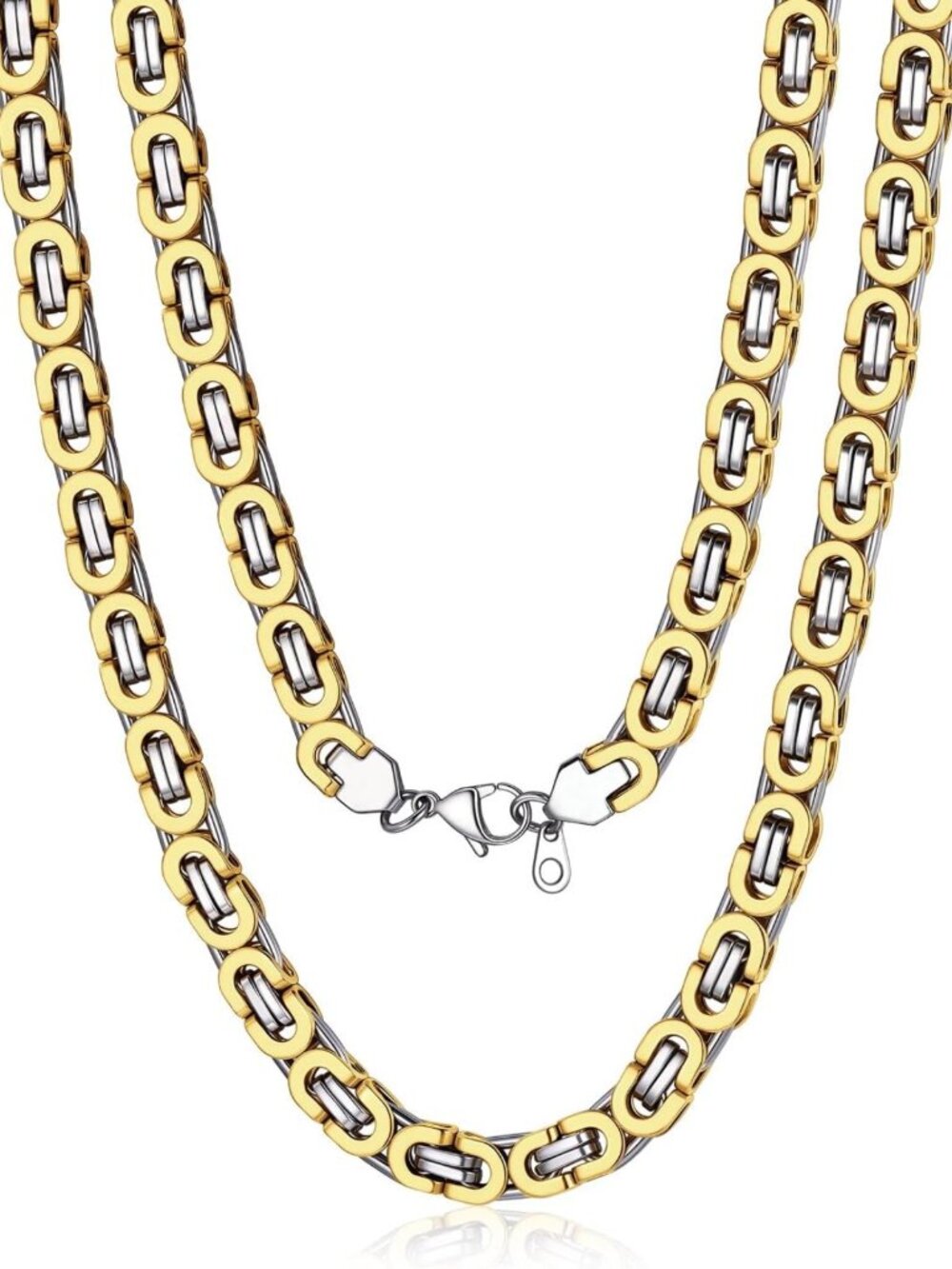 Heavy-Duty Stainless Steel Byzantine Link Chain Necklace for Men - Stylish